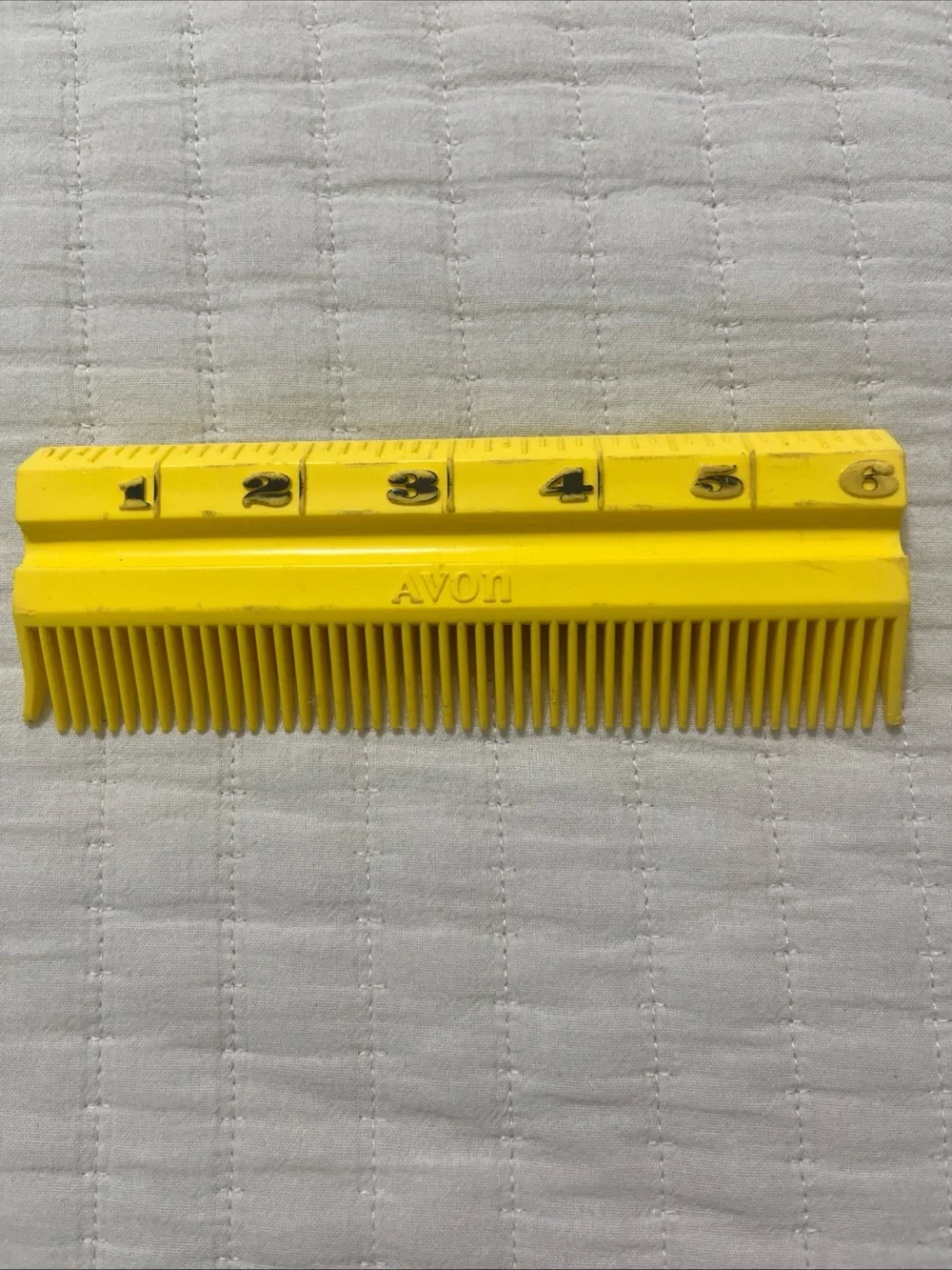 Vintage Avon Yellow Child’s Comb Two Sided Ruler Alphabet